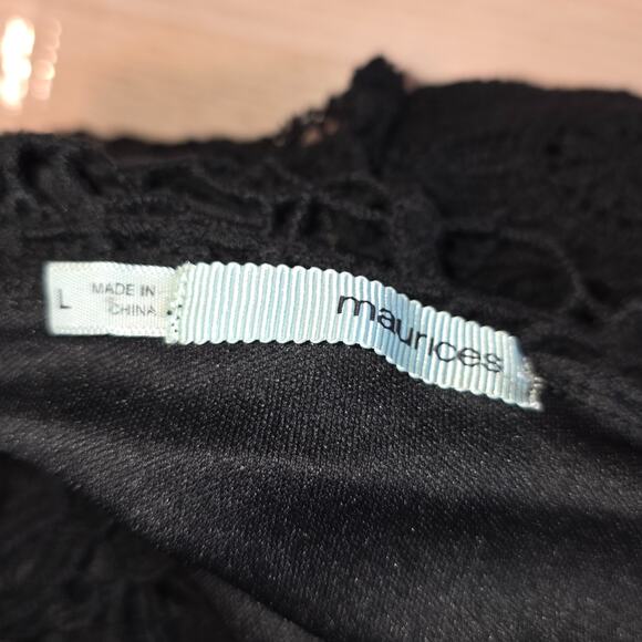 Women's Black Cotton Crochet Dress Sleeveless Lined Size L Handkerchief Boho - Picture 6 of 7